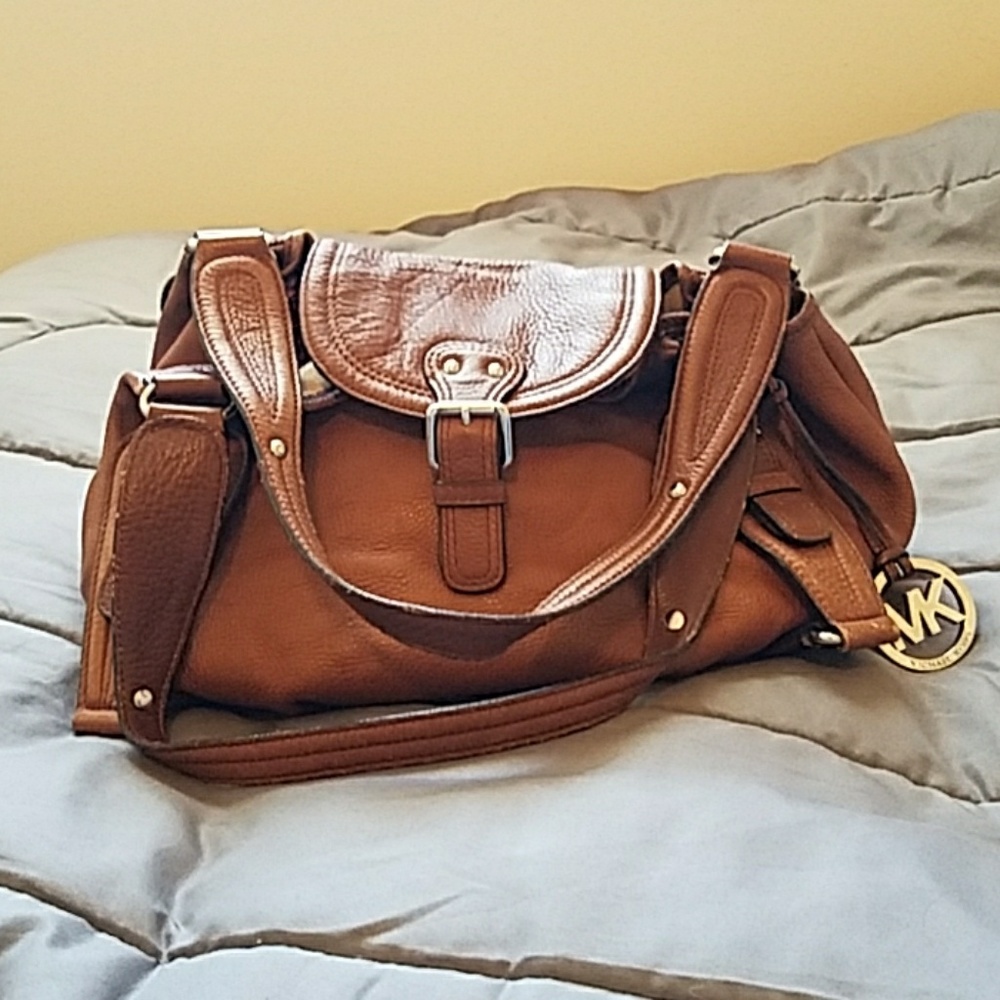 Michael Kors Saddle with Chrome Leather Purse